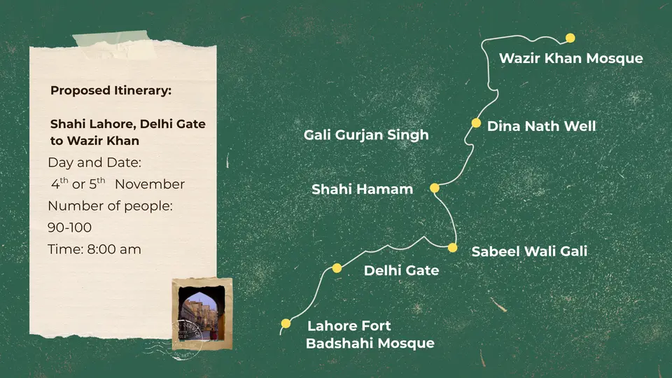 Route card for Delhi Gate to Wazir Khan