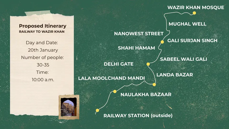 Route card for Railway Station to Wazir Khan
